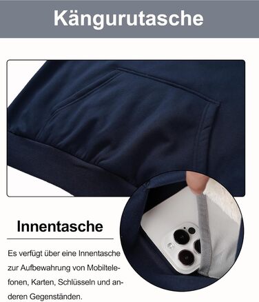 Капюшонний світшот Cavva для чоловіків: флісова тканина, вітро- та водовідштовхувальний, бавовна, теплий, армійного кольору (темно-синій, S)