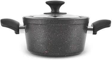 Набір кухонного посуду Karaca Biogranit Blackgold 12 предметів | Покриття з антипригарним ефектом | Стійкий до подряпин | Здоровий та екологічний | Енергоефективний | Елегантний дизайн | Легко миється (Чорний/Золотистий)