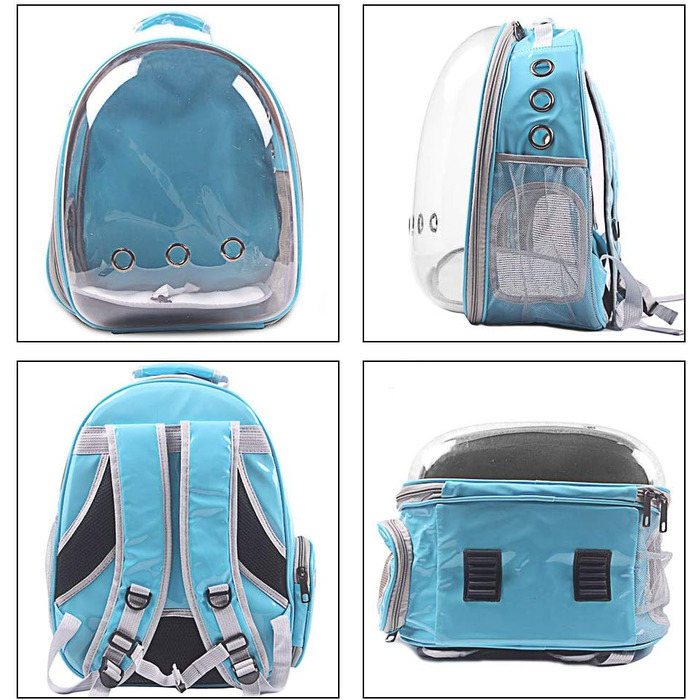 Рюкзак-переноска для котів та собак, рюкзак для тварин, рюкзак-капсула для подорожей, блакитний, з сіткою