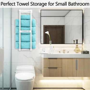 Тримач для рушників на стіну, велика полиця для рушників у ванну кімнату, металевий, білий, 56 см