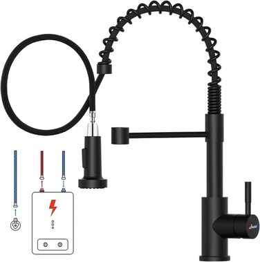 Кран кухонний APPASO 3-в-1 чорного кольору з трьома виходами, для фільтрації води, поворотний на 360°, з двома ручками, з нержавіючої сталі, низький тиск