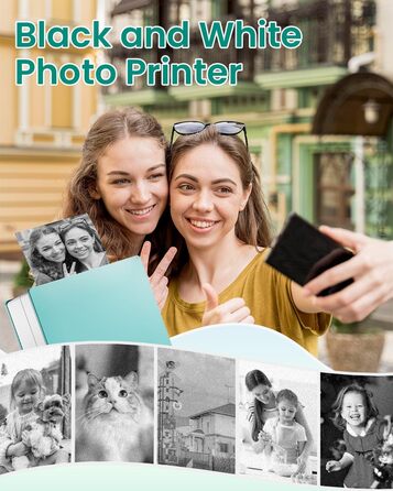Phomemo Міні-друк принтер: портативний термічний фотодрук, USB, Android/iOS, для щоденника, навчання, DIY, зелений, M02, з 3 рулонами паперу