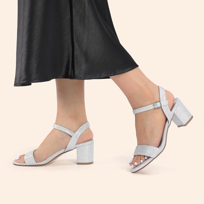 Босоніжки жіночі DREAM PAIRS на високій платформі та блочних підборах, сріблясті з блискітками, розмір 40.5 EU