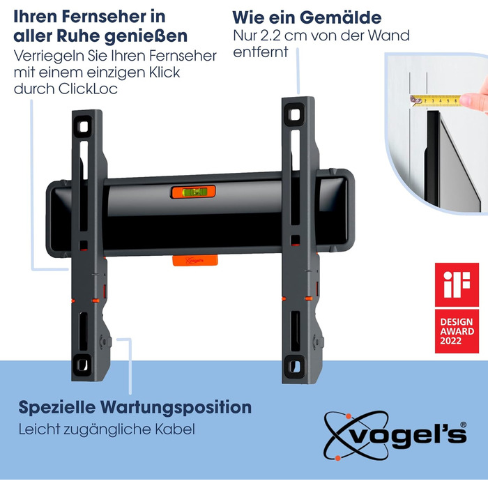 Кріплення для телевізора Vogel's Comfort TVM 3405 - настінна кріплення для телевізорів 32-77 дюймів, до 50 кг, VESA 400x400, ультратонке (2.2 см)