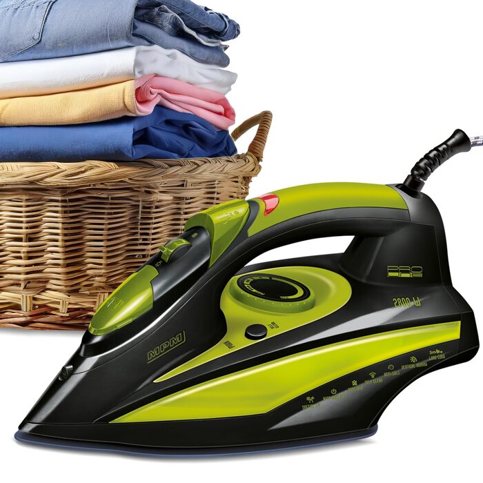 Праска MPM з керамічною підошвою MZE-24/G: 190г парового удару, безперервний пар, вертикальна функція, автовимкнення, 3000W, 300мл бак