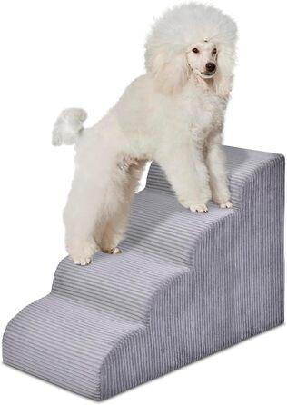 Сходинки для собак та котів на ліжко - 4 сходинки, неслизькі, знімні, миючі, для дому та авто (H: 50,8 см, сірий)