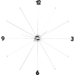 Kare Design Wall Clock Like Umbrella, 100cm Diameter, Clock, Modern, Minimalist, Aluminum Frame, Round, Battery not included (Chrome)