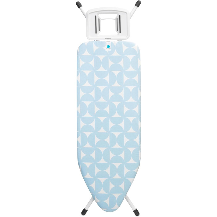 Дошка для прасування Brabantia C 124x45 см, для парових прасок, з бавовняним чохлом Fresh Breeze, регулювання висоти, стійкі ніжки, захист від дітей та для транспортування, велика, складна, металева підставка