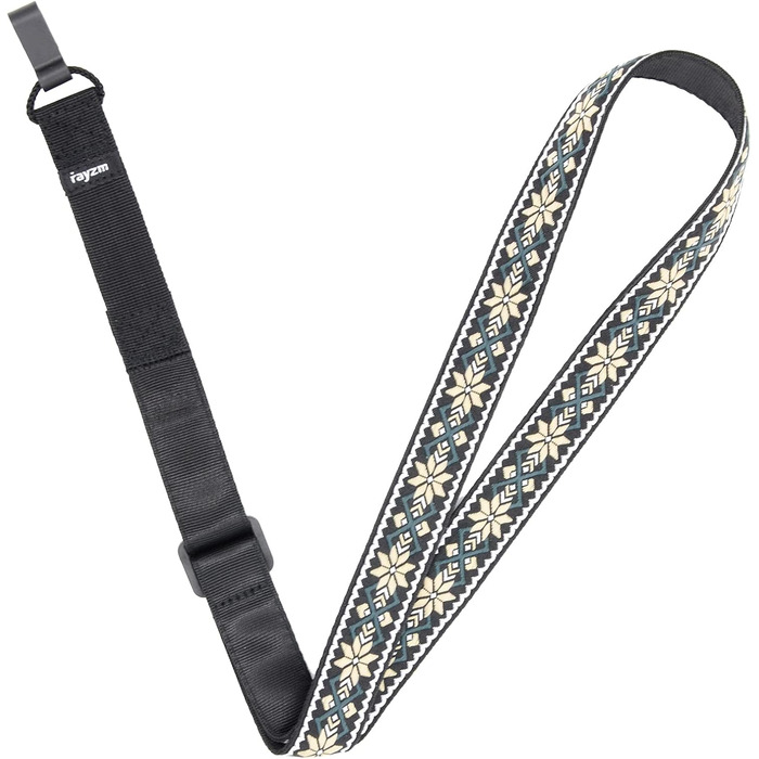 Гітарний ремінь Rayzm з візерунком жакарду, 5 см, для акустичної, електрогітари та басу, з тримачем для медіатора, регульована довжина