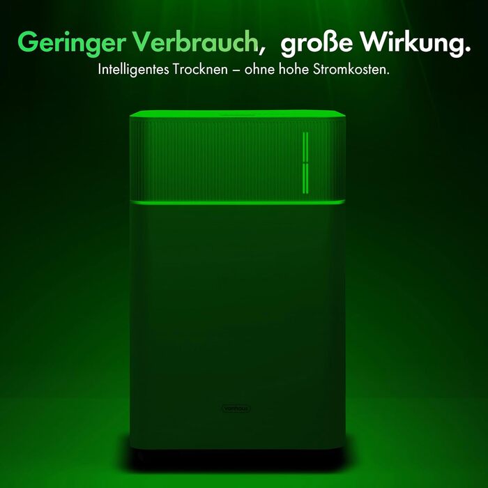 Електричний осушувач повітря VonHaus 20л/добу з Wi-Fi, для підвалу та приміщень до 20м², з таймером та шланг для відведення конденсату, сумісний з Alexa & Google Home