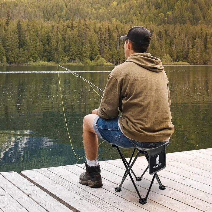Легкий складаний стільчик для кемпінгу GEERTOP: компактний, портативний, для риболовлі, відпочинку на природі, саду, пляжу (чорний)