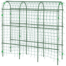 Outsunny Climbing Plant Trellis Support, Adjustable Obelisk, Plant Grid with Net, Plant Frame Steel Green 43 x 182 x 183 cm for Garden Balcony