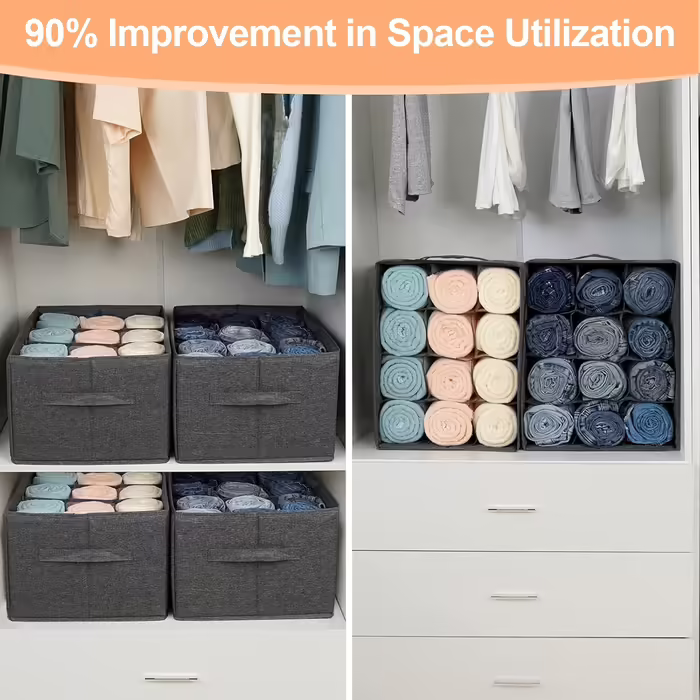 EASEVE Closet Organizer Drawer Storage Box for Clothes - 12 Cell Drawer Organization System Closet Clothes Storage Boxes for Jeans, Pants, Towel, Shirt, Sweater (2 Pack)