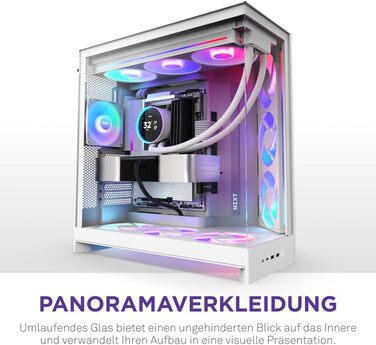 NZXT H9 Flow 2025: Корпус ПК Mid-Tower з покращеною вентиляцією, велика двокамерна конструкція, 3 x 140мм та 1 x 120мм вентилятори, підтримка радіатора 420мм, загартоване скло, підтримка Back-Connect, RGB підсвітка