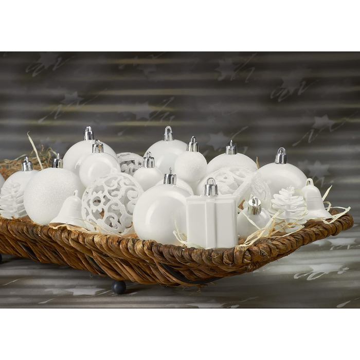 Набір прикрас для ялинки BRUBAKER 101 шт. з верхівкою, кремово-білий, для ялинки