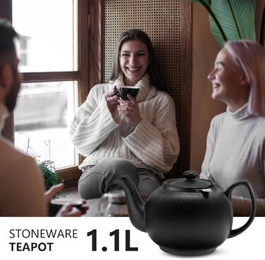 Керамічний чайник Urban Lifestyle LIVERPOOL з ситечком із нержавіючої сталі, 1,1 л, чорний матовий
