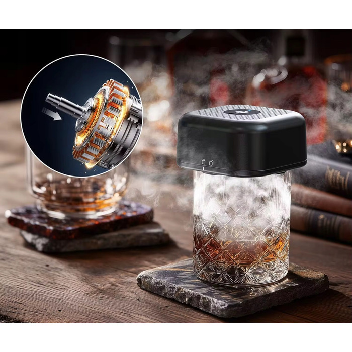Електричний набір для копчення напоїв Whisky Smoker з аксесуарами для коктейлів, 6 смаків