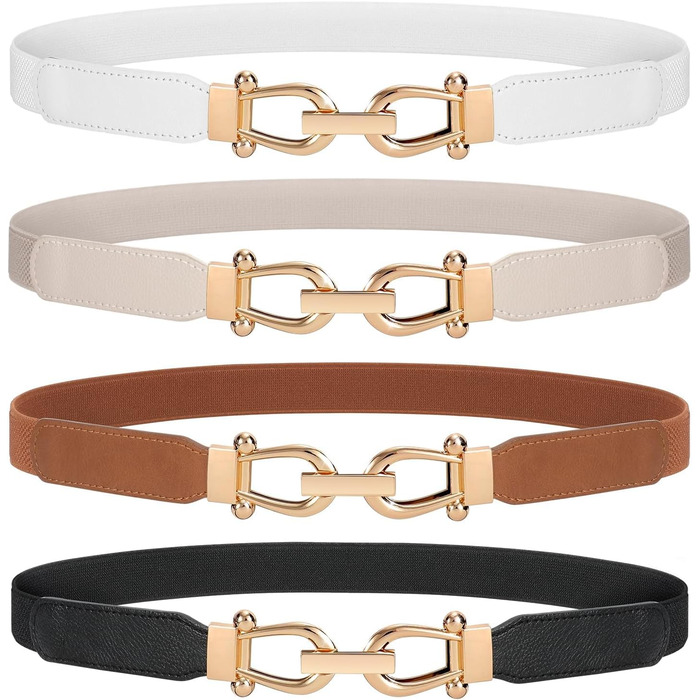 Жіночий еластичний ремінь JasGood Skinny з тонкою пряжкою. Кольори: чорний, коричневий, білий, бежевий. Довжина 70 см, підходить для талії 68-82 см.