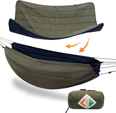 Onewind Underquilt Hammock, Full Length Underquilt with Insulation for Hammock Camping, 4 Seasons, Hiking, Backpacking, and Travel. Lightweight and Portable (Od Green Combo, -12°C to 0°C, 210cm*130cm)