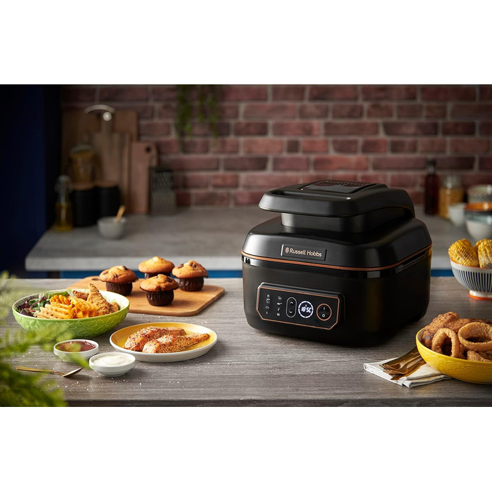 Аерофритюрниця Russell Hobbs SatisFry XL 5,5 л, мультифункціональна, Rapid Air, електрична, гриль, мультикухар, антипригарна, підходить для посудомийної машини, верхнє та нижнє нагрівання, повільне приготування, випічка, модель 26520-56
