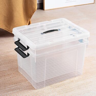 Cetomo Storage Boxes, Portable Plastic Boxes with Lids, Organizer Containers with Handle and Clips, Stackable, Nesting, for Home and Office, Transparent, 90L-3 Pack (45L*3)