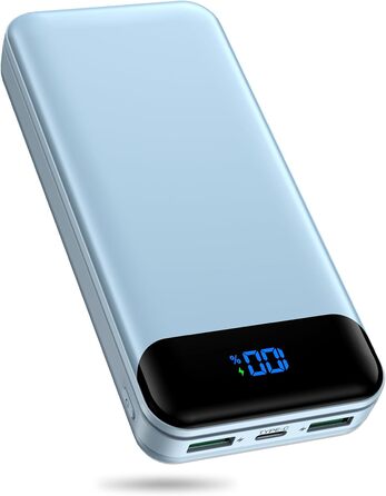 Power Bank Enerwow 27000mAh з PD 30W та Digital Display: Швидка зарядка для iPhone 15/14/13/12 Pro Max та інших пристроїв (Блакитний)