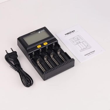 Зарядний пристрій для акумуляторів AUKSKY з LCD-дисплеєм (8 слотів) - універсальна зарядка для NI-MH, NI-Cd, AA, AAA, 14500, 18350, 21700, 26650, Li-Ion, LiFePO4, RCR123A (1.5A, 4 порти)