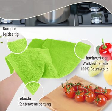 Lashuma 4-Piece Set of Small Kitchen Towels 50x50 cm, Linz Kitchen Towels for Hands Green