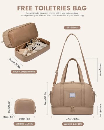 Сумка-мішок LOVEVOOK для подорожей, ручна поклажа, жіноча, велика, з відділенням для взуття, для спорту, фітнесу, подорожей, сауни, клініки, пологів, Khaki