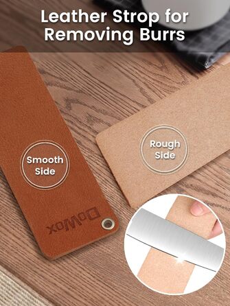 Набір точильних каменів Schleifstein 3-в-1: 400/1000/5000 грит, з підставкою, кутовою направляючою та шкіряним ремінцем для заточування ножів