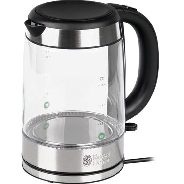 Скляний електрочайник Russell Hobbs Clarity 20760-57 з фільтром для води BRITA MAXTRA+, 2200 Вт, LED-підсвітка, 1л + 0,5л