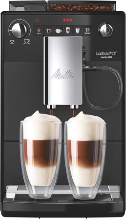 Melitta Latticia OT - Fully Automatic Coffee Machine with Milk System, Coffee Machine with Grinder for e.g. Coffee or Cappuccino, black