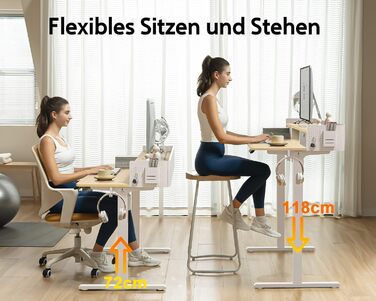 Electric Standing Desk with Drawers - 120x60cm Oak - Adjustable Height Desk for Home Office & DIY Pegboard