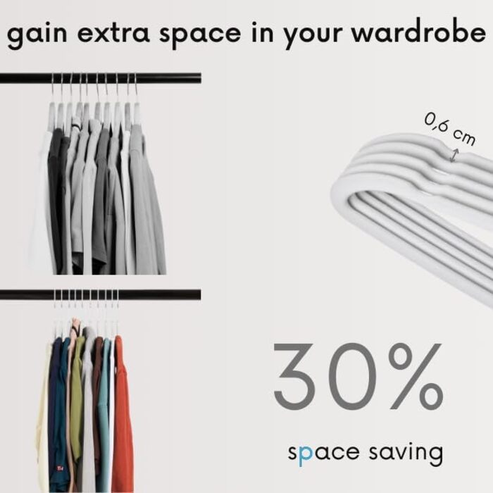 Вішалки для одягу OGIVO - набір 20 шт. з антиковзаючим покриттям, обертаються на 360°, з вирізами для плечей - для сорочок, блузок, краваток