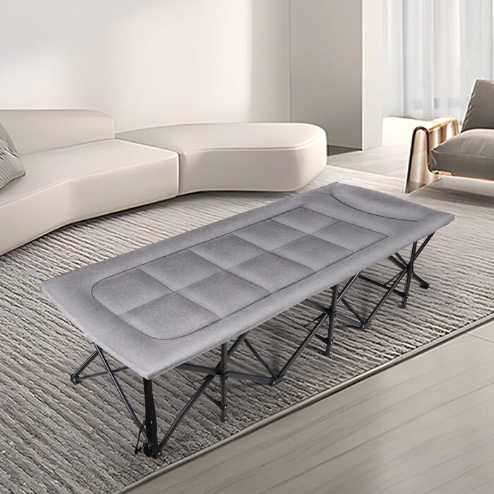 Кемпінгове ліжко REDCAMP XL з матрацом для дорослих, 226 кг, широке, міцне, розкладне, для відпочинку на природі, для гостей, офісу, дому (темно-сірий 2xl)