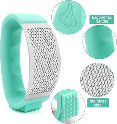 Пресувалка для часнику Bemodst з нержавіючої сталі 304, 2-в-1 (очищувач часнику), ергономічна, легка у використанні та чищенні