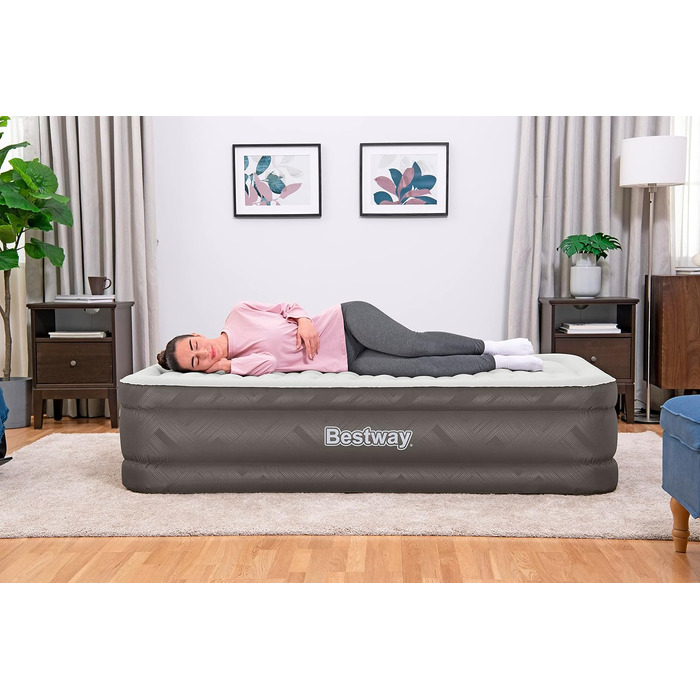 Повітряний матрац Bestway Fortech з вбудованим електричним насосом, односпальний (191x97x46 см)