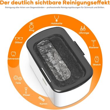 Ультразвукова очищувальна машина KECOOLKE Sonic Cleaner з цифровим таймером для окулярів, каблучок, монет, ювелірних виробів, біла