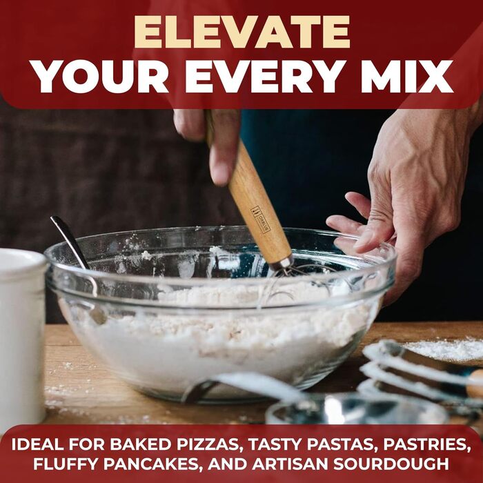 ORBLUE Набір з 2 теігоберів для тіста з нержавіючої сталі та дерев'яною ручкою, 33 см – аксесуари для випічки, підходять для тіста для хліба, піци та випічки