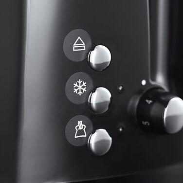 Тостер Russell Hobbs Textures+ з 2-ма тостами, чорний (850W, 6 рівнів підсмажування, підставка для бургерів, щипці)