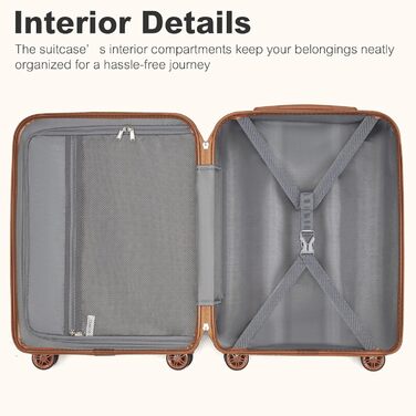 Чемодан-валіза KONO Trolley XL з ABS+PC, 4 колеса, TSA-замок (кремовий/коричневий) та M(55см) темно-зелений/коричневий