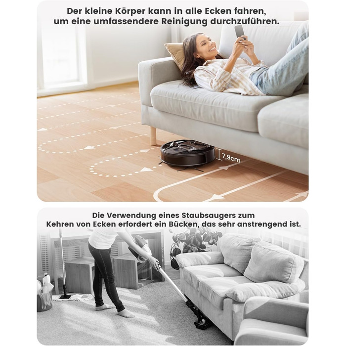 Робот-пилосос LEFANT M320 з функцією миття, потужність 6000 Па, уникнення перешкод, розпізнавання килимів, керування через додаток/Alexa, зона заборони, чорний