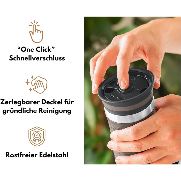 Термокружка Milu 370мл/450мл з нержавіючої сталі, ізольована, для кави, to go, без витоку, автокружка, термокружка, travel mug, коричнева