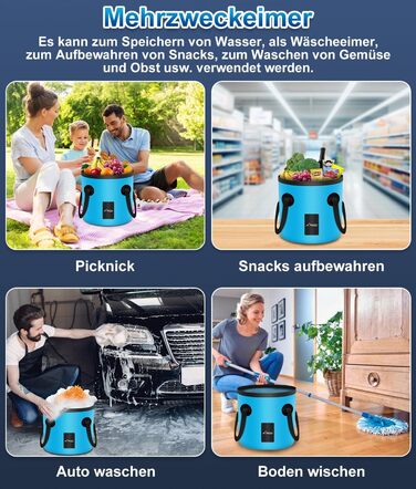 WADEO Portable Camping Shower Battery with Pump and Shower Bucket, Camping Shower with Rechargeable Battery, Mobile Shower Outdoor Showers with Shower Head, for Camping Trips, Garden, Hiking, Car Washing (Blue, with 20L Container)