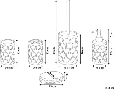 Елегасний аксесуар для ванної кімнати 5 шт. з кераміки срібного кольору Tirua