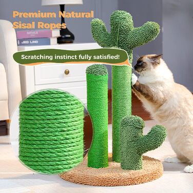 Kratzbaum Kaktus, creative cat tree design, 3 posts in 1 set, green - 42 * 68.5cm, AY405-HZ--66GN-B (M, Brown)