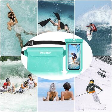 Водонепроникна сумка-чохол на пояс з кишенею для телефону, універсальна пляжна сумка, водонепроникна для водного спорту, пляжу, плавання, катання на човні (зелена)