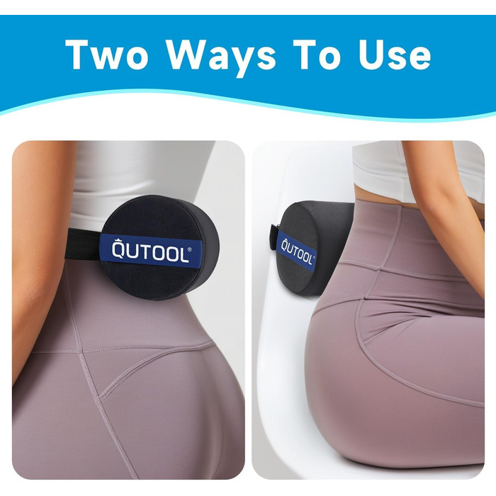 Підпорушка для спини Qutool з піною Memory Foam, для офісного та геймінгового крісла, підтримка поперекового відділу, регульовані ремені, сітчаста обкладка (Чорний)