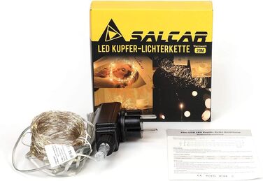 LED гірлянда SALCAR, 1000 світлодіодів, 20 м, мідний дріт, 8 режимів, вологостійка, тепле світло, для декору кімнати, дерева, саду, вечірки, весілля