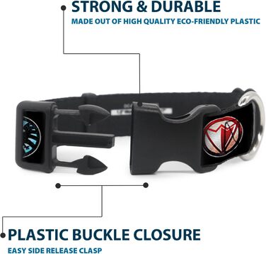 Нашийник Buckle-Down Marvel Avengers з пластиковим кліпом, чорний/кольоровий, ширина 3.8 см, розмір L (45.7-81.3 см)